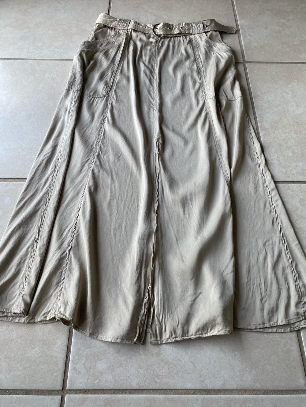 Vintage Fall Y2K Silk Utility Maxi Skirt - Picture 4 of 11